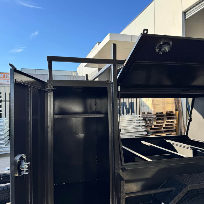 8x5 Tandem Tradesman Top Trailer with Compressor/Tool Box, Full-Length Drawers & Shelves - FSP Trailers and Parts