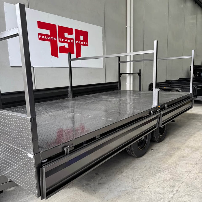 16x8 Flat Top Tandem Trailer with Headboard, Removable Sides & Racks - FSP Trailers and Parts