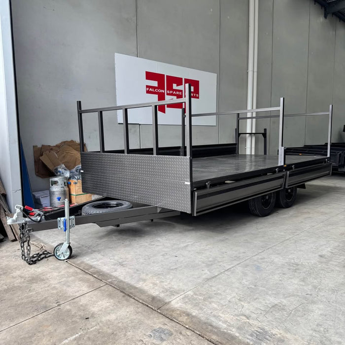 16x8 Flat Top Tandem Trailer with Headboard, Removable Sides & Racks - FSP Trailers and Parts