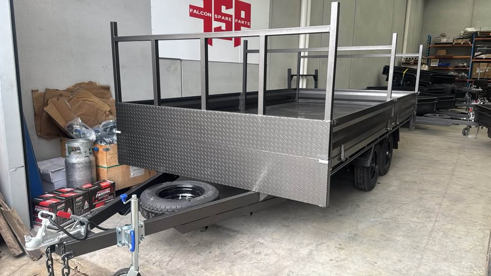 16x8 Flat Top Tandem Trailer with Headboard, Removable Sides & Racks - FSP Trailers and Parts