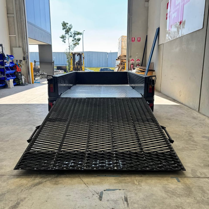 8x5 Tandem Axle Box Trailer with Drop Axles & Full-Width Mesh Ramp - FSP Trailers and Parts