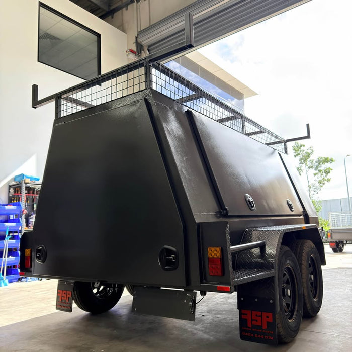 8x5 Tandem Tradesman Top Trailer with Compressor Box, Full-Length Drawers Shelves - FSP Trailers and Parts