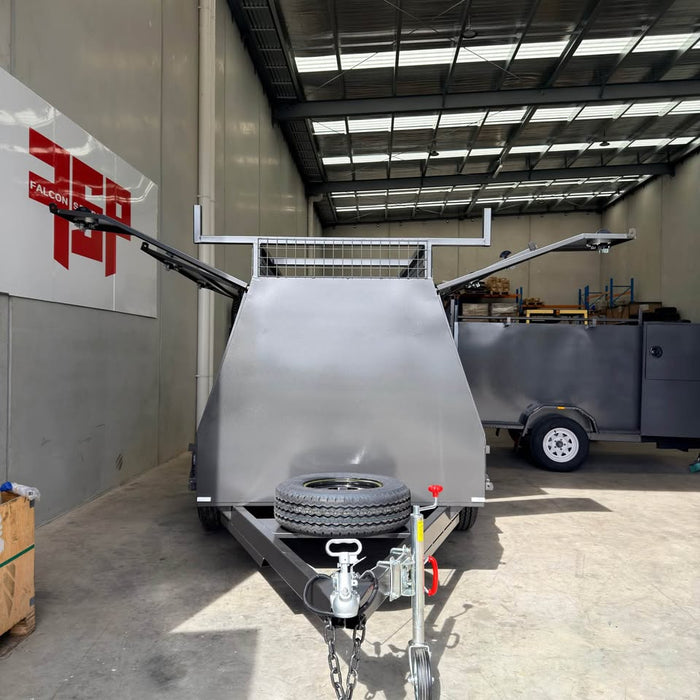 8x5 Tandem Tradesman Top Trailer with Compressor Box, Full-Length Drawers Shelves - FSP Trailers and Parts