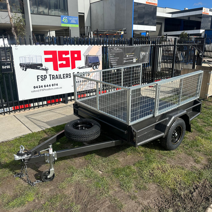 7x5 Box Trailer with 2ft High Cage - FSP Trailers and Parts