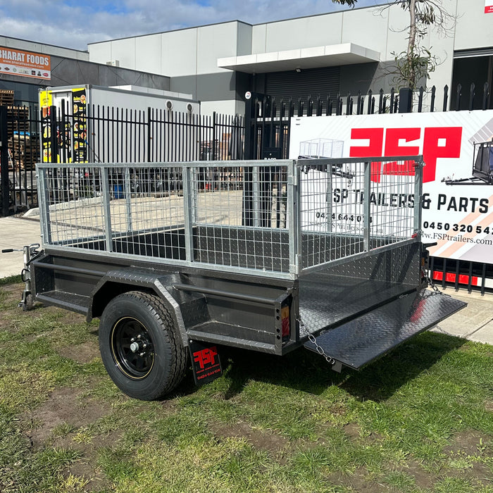 7x5 Box Trailer with 2ft High Cage - FSP Trailers and Parts
