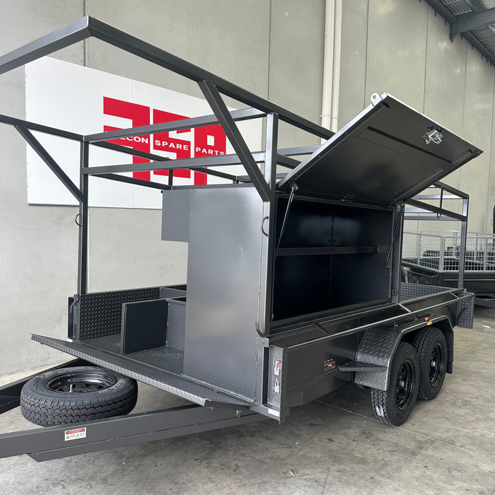 12x6 Concrete Trailer With Tool Box, Double Roof Rack, Peg Compartments