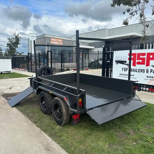 8x5 Box Trailer High Sides with Open Mower Box, Front & Rear Racks - FSP Trailers and Parts
