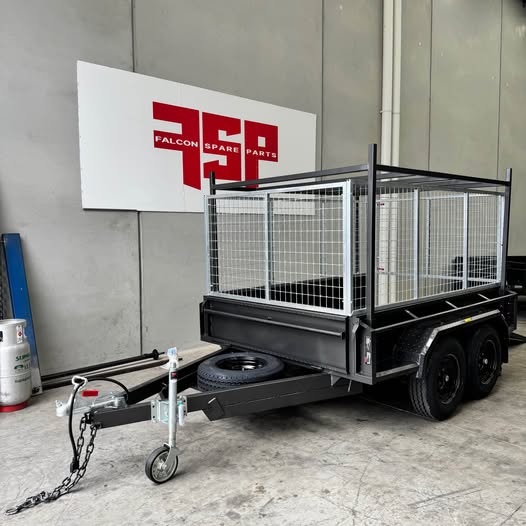 8x5 Box Trailer Tandem Axle With Ramps, Rack, Electric Brakes & 900mm cage - FSP Trailers and Parts