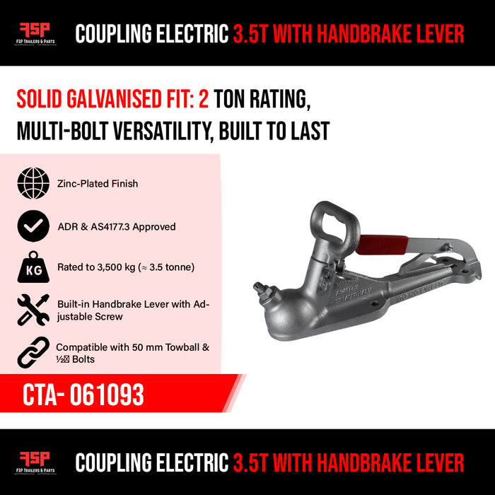 Coupling Electric 3.5T with Handbrake lever (CTA- 061093) - FSP Trailers and Parts
