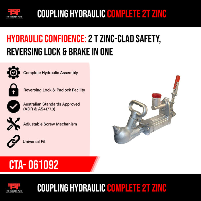 Coupling Hydraulic Complete 2T Zinc (CTA- 061092) - FSP Trailers and Parts