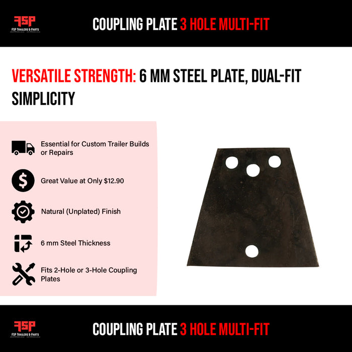 Coupling plate 3 hole multi-fit - FSP Trailers and Parts