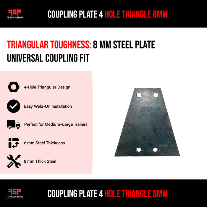 Coupling plate 4 hole Triangle 8mm - FSP Trailers and Parts