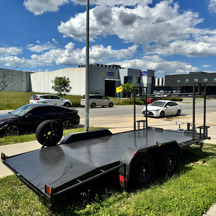 16'x6'6" Car Trailer Tandem Beaver Tail with Tyre Rack