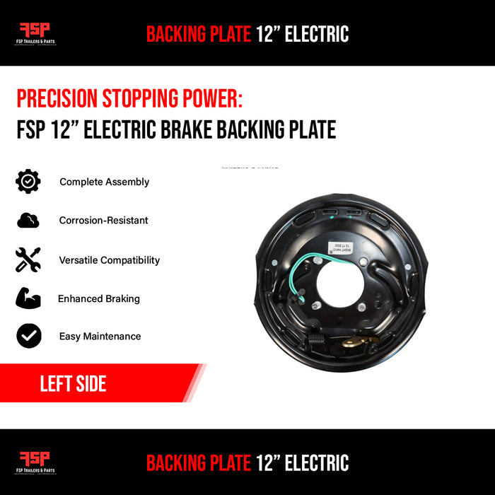 Backing Plate 12" Electric (Left side) - FSP Trailers and Parts