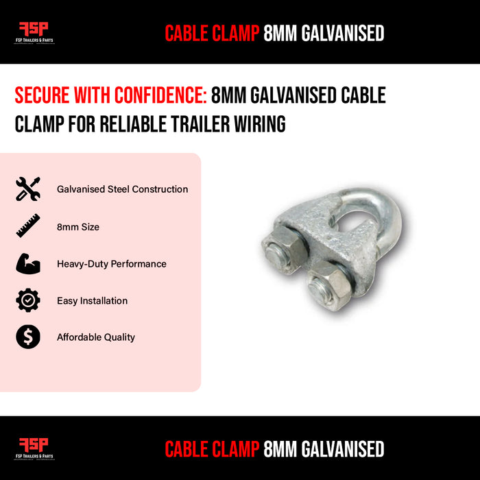 Cable Clamp 8mm Galvanised - FSP Trailers and Parts