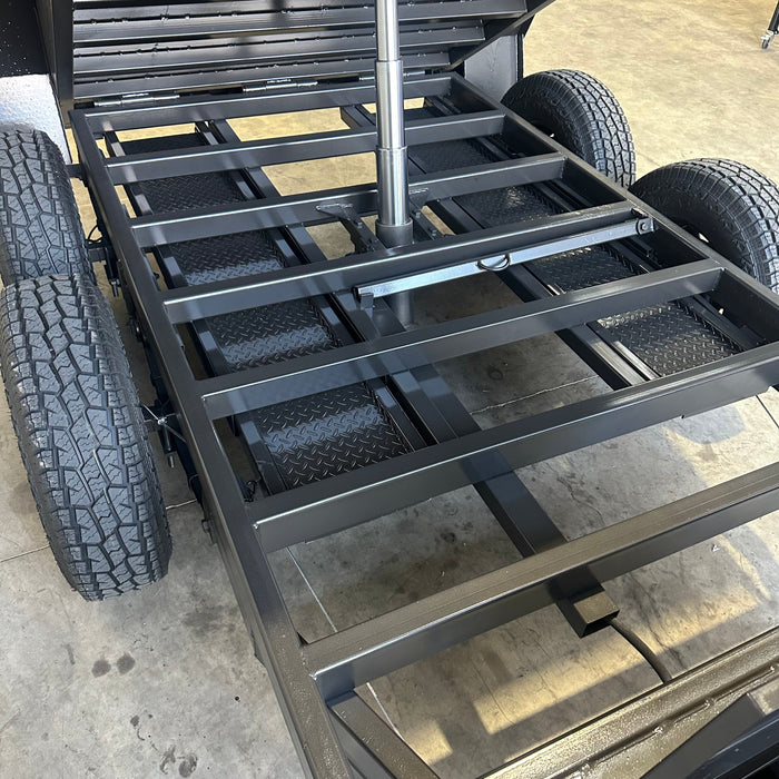 9x5 Tipper Tandem Trailer with Excavator Use Upgrades, Removable Racks, Augur Holders, Jerry Can Holders