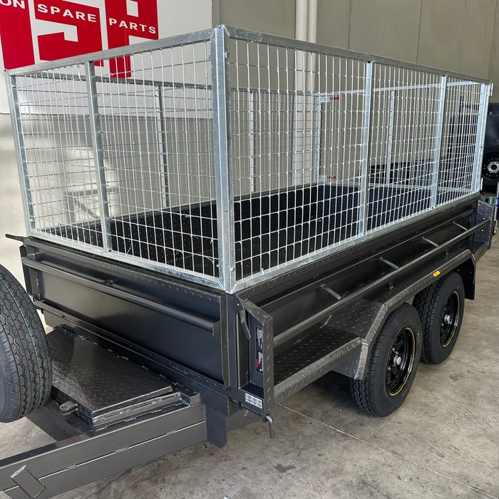 10x5 Tipper Trailer with Slide in ramps and 900mm Cage