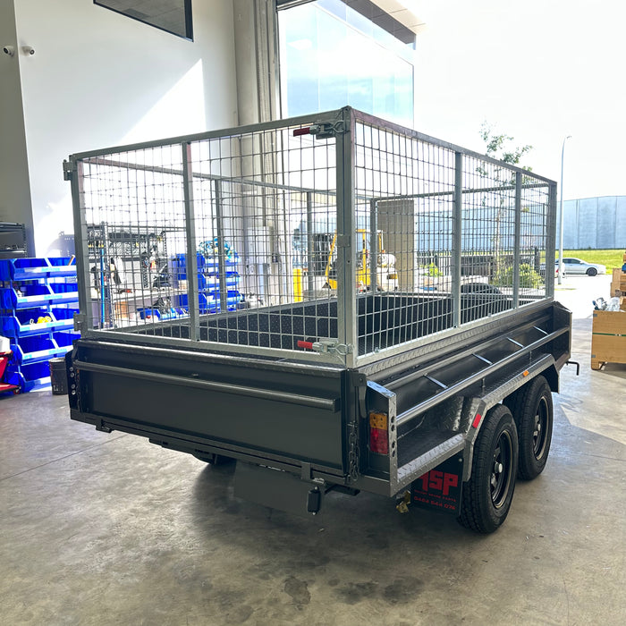 10x5 Tipper Trailer with Slide in ramps and 900mm Cage