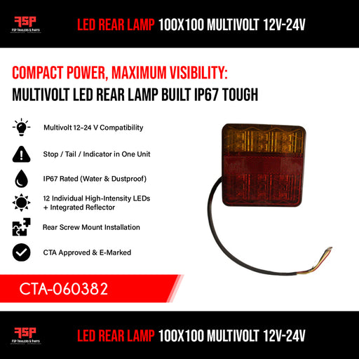 LED Rear Lamp 100x100 Multivolt 12V-24V (CTA-060382)