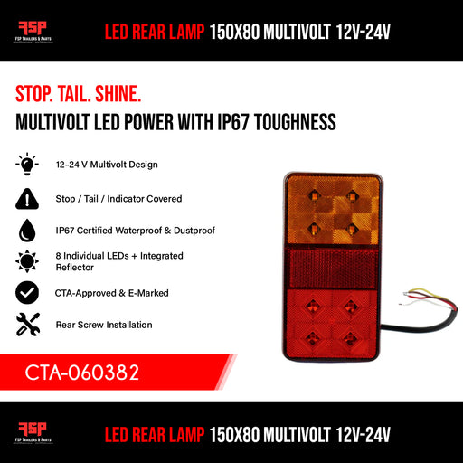 LED Rear Lamp 150x80 Multivolt 12V-24V (CTA-060382)