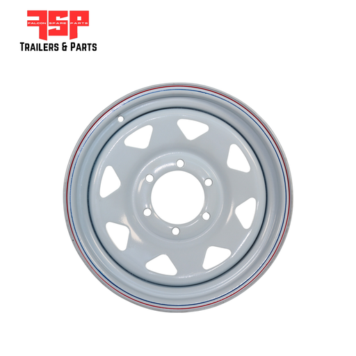 15x6" Landcruiser White Sunraysia Rim - FSP Trailers and Parts