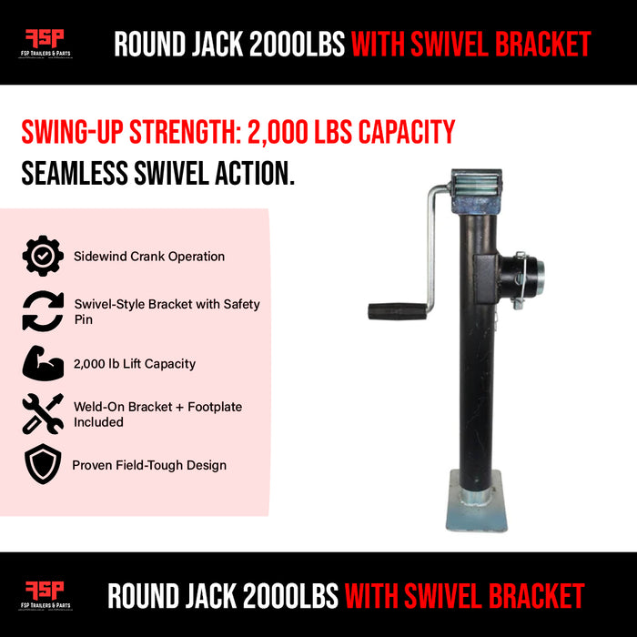 Round Jack 2000lbs with swivel bracket - FSP Trailers and Parts
