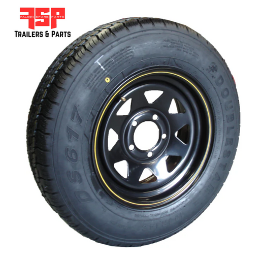 14x6" LC Black Sunraysia Rim with Tyre 185R14LT (CTA-060408) - FSP Trailers and Parts
