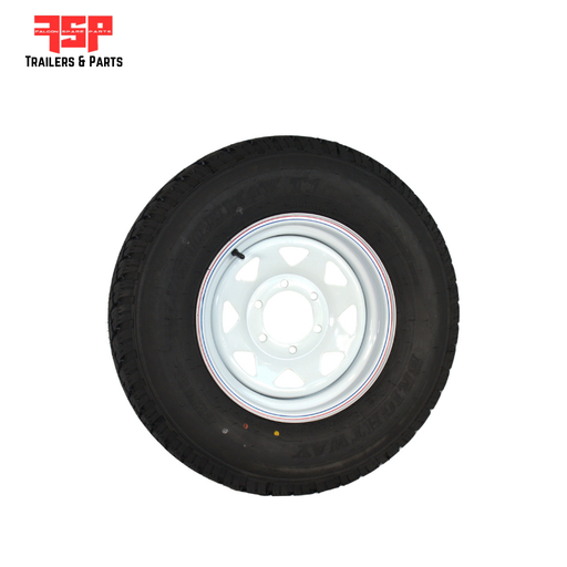 14x6" LC White Sunraysia Rim with Tyre 185R14LT (CTA-060408) - FSP Trailers and Parts