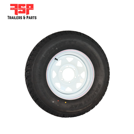 14x6" HQ White Sunraysia Rim with Tyre 185R14LT (CTA-060408) - FSP Trailers and Parts
